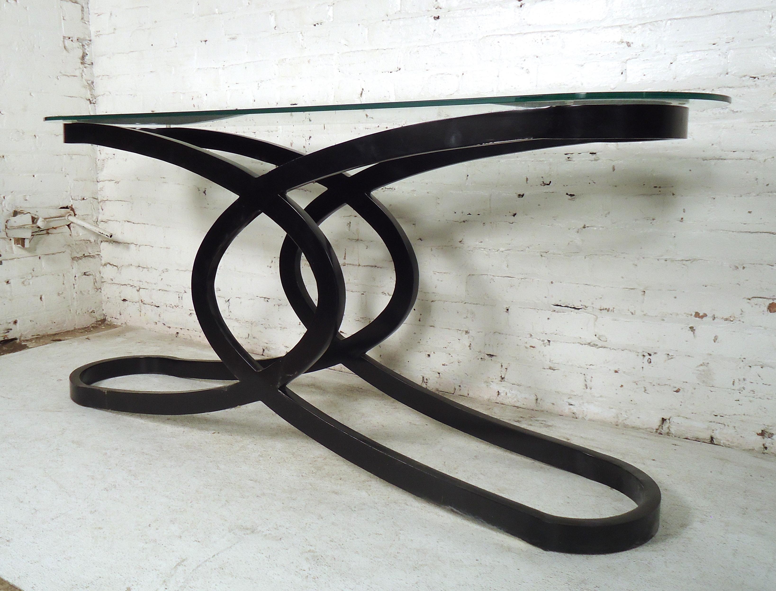 Mid-Century Modern Vintage Modern Glass Top Console Table