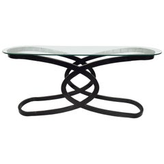 Table console moderne vintage avec plateau en verre