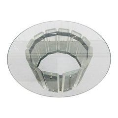 Table basse vintage moderne en Lucite avec plateau en verre