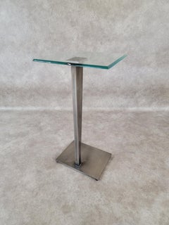 Vintage Modern Glasplatte Metall Pedestal Base Pedestal Beistelltisch