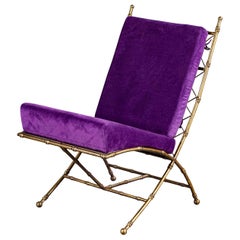Vintage Modern Gold French Bamboo Chair, circa 1980