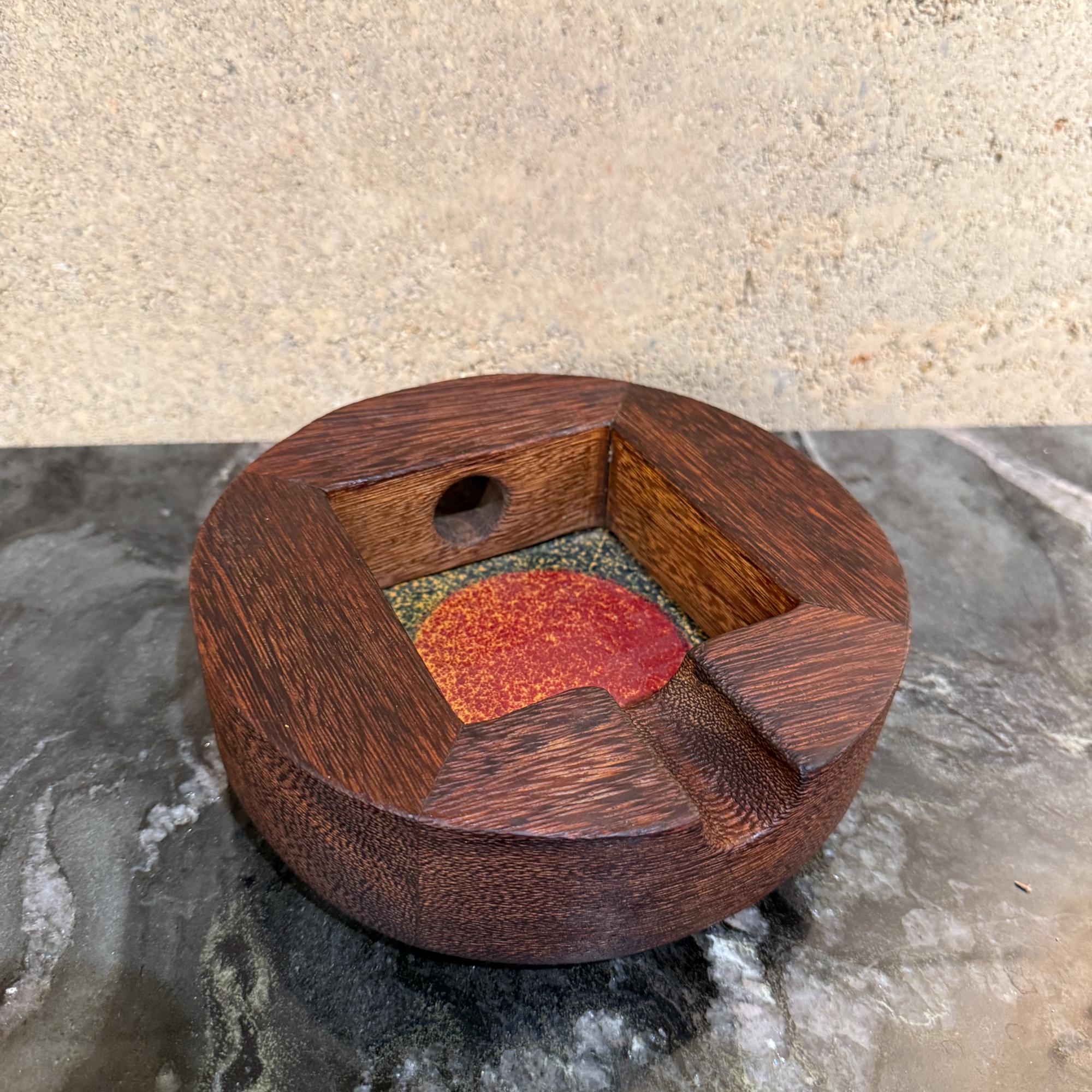 Vintage Modern Handcrafted Aschenbecher Exotic Wood & Emaille Studio A im Angebot 7