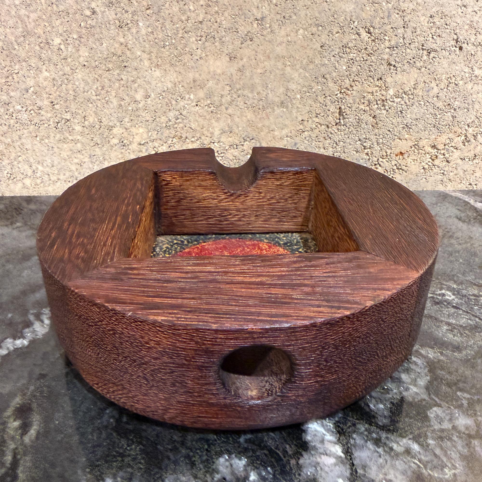 Vintage Modern Handcrafted Aschenbecher Exotic Wood & Emaille Studio A im Angebot 2