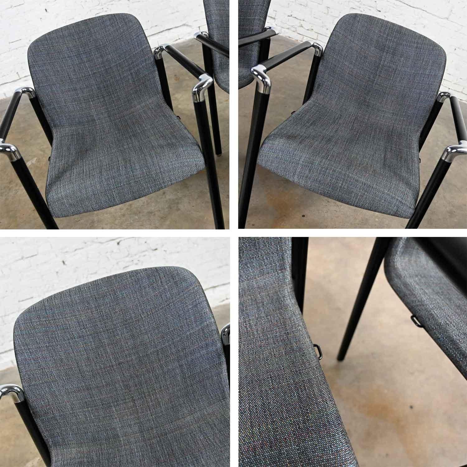 Herman Miller Chrome & Black Pair of Armchairs Original Fabric For Sale 2
