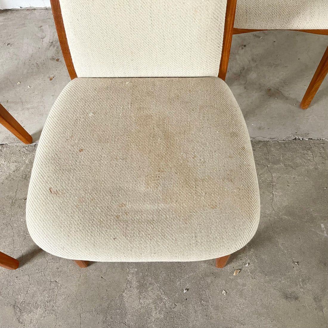 Upholstery Vintage Modern High-back Teak Dining Chairs, Set of Five