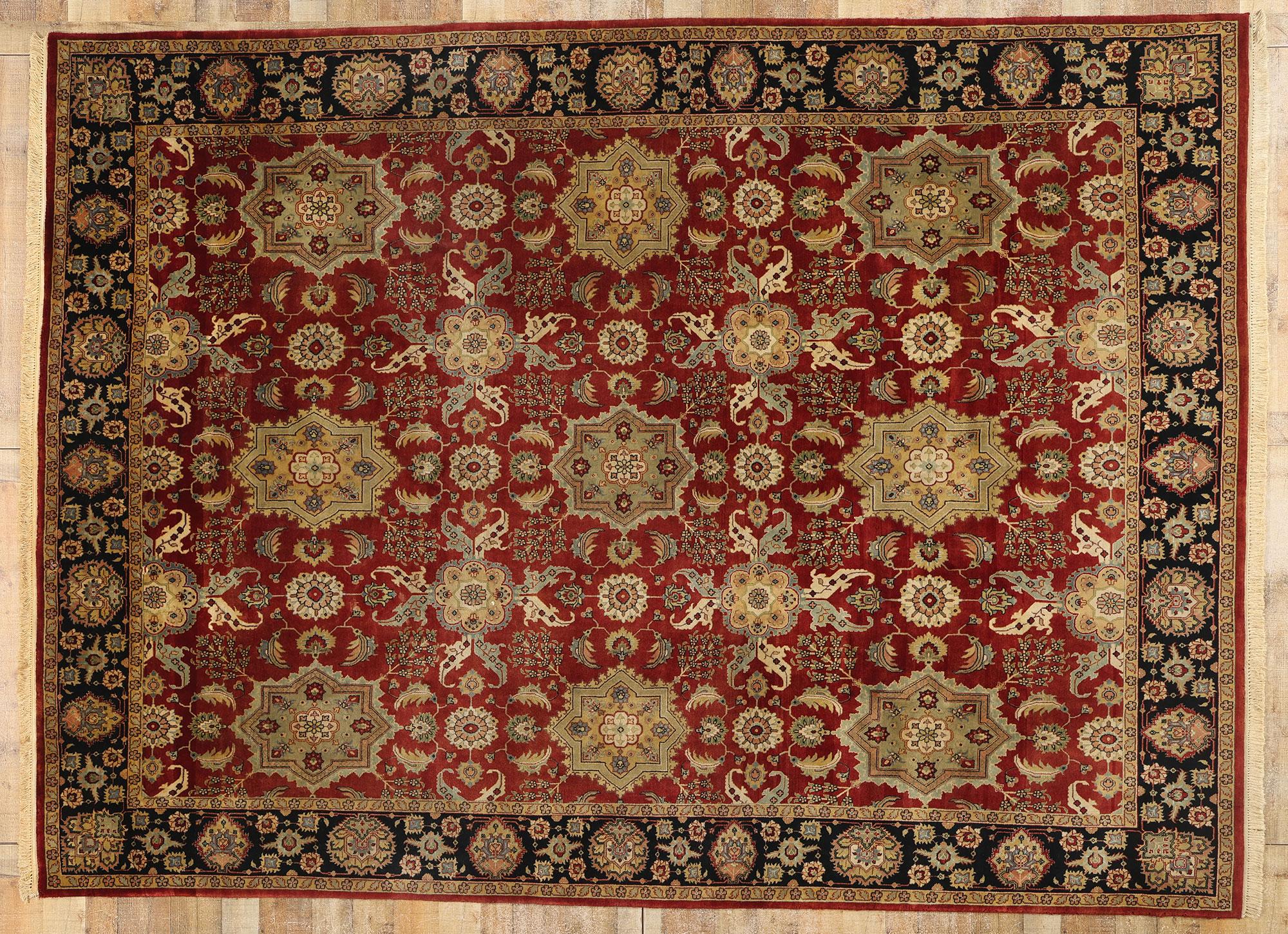 Hand-Knotted Vintage Modern Indian Mogul Rug, Timeless Allure Meets Traditional Sensibility For Sale