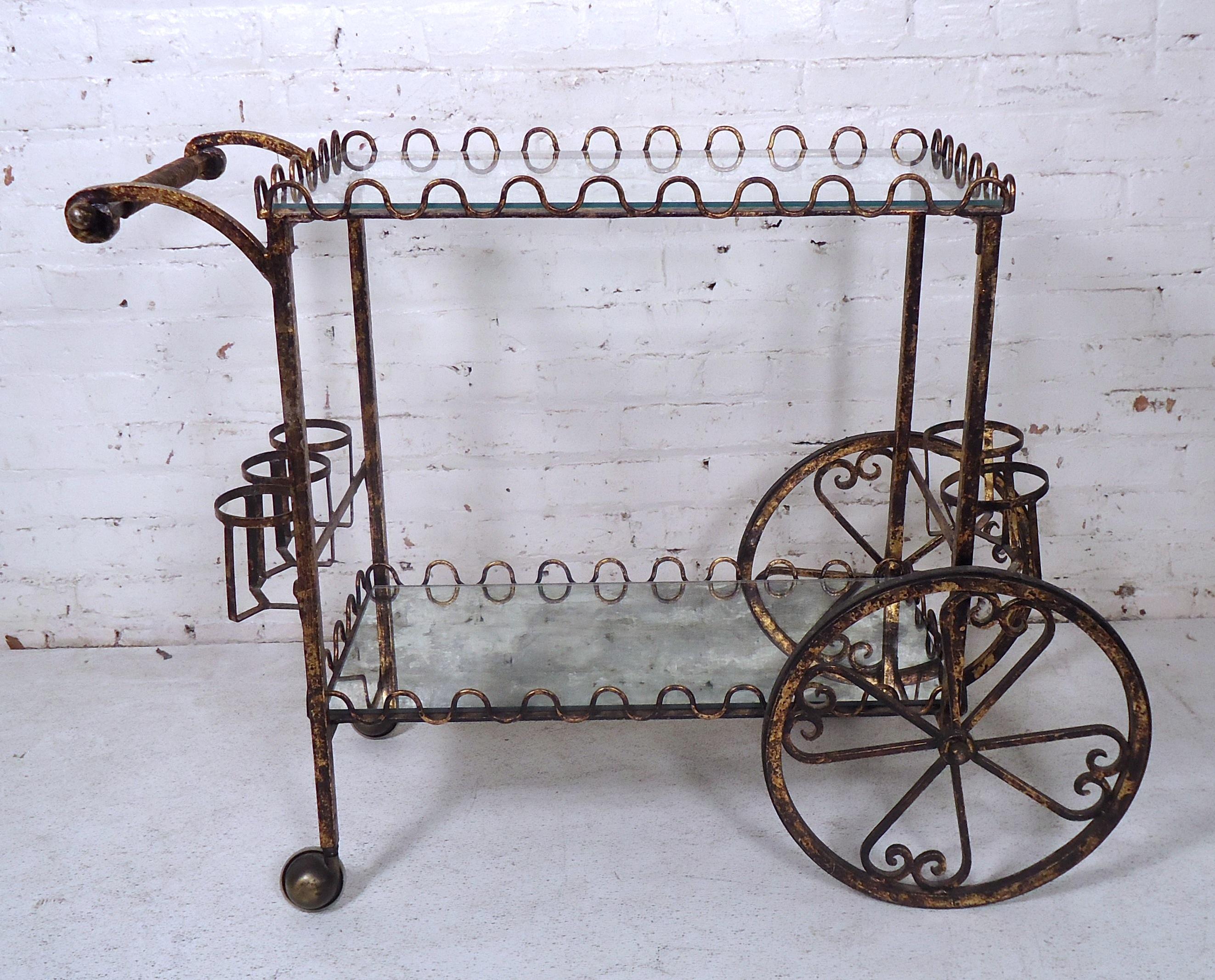 vintage metal bar cart