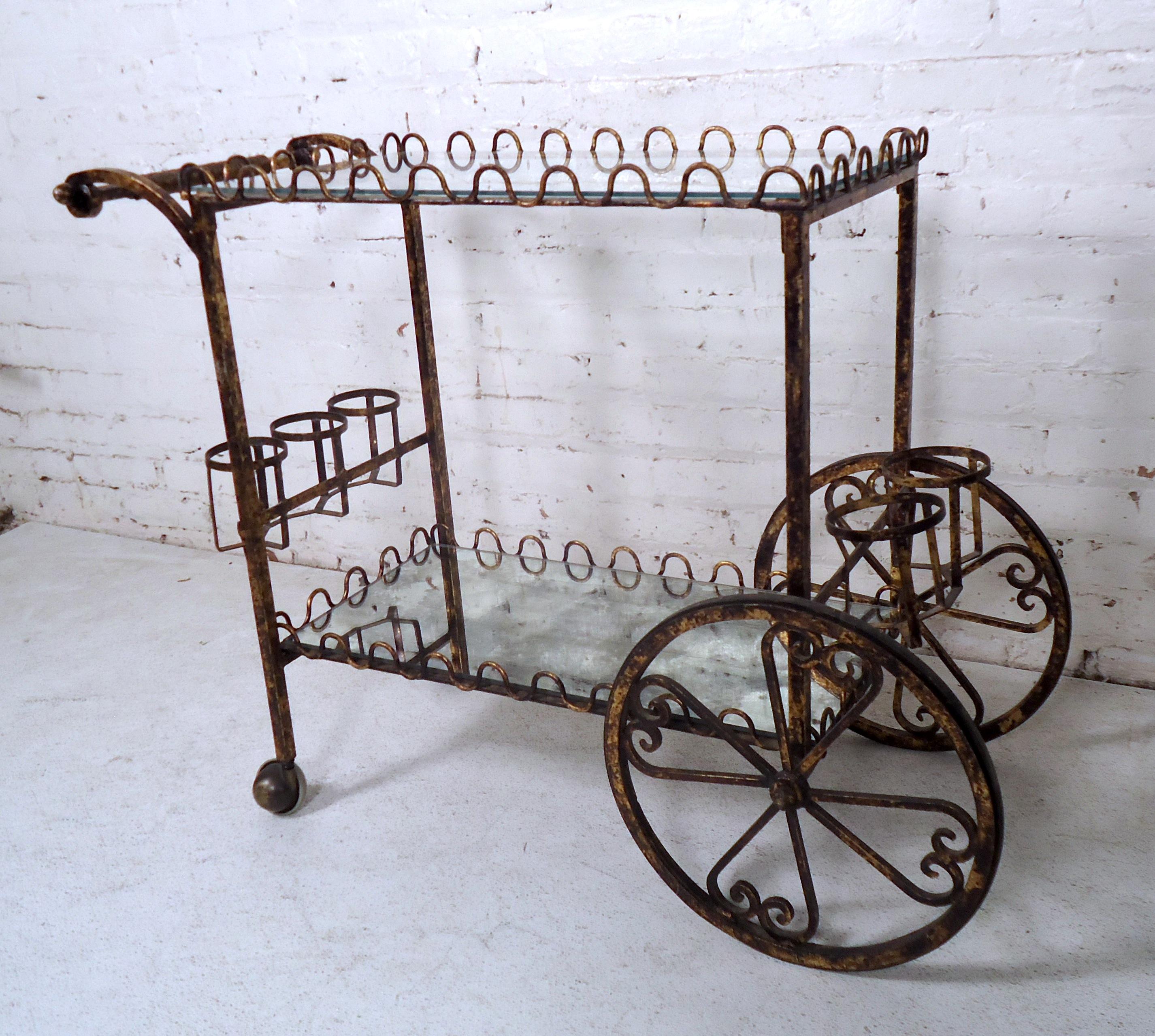 metal bar cart vintage
