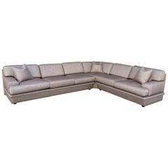 Vintage Modern Italdivani Sectional Sofa in Designer Linen/Metallic Fabric