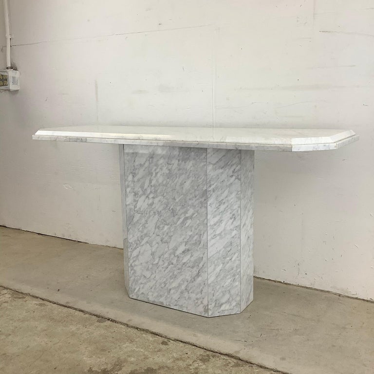 Vintage Modern Italian Design White Marble Console Table For Sale at
