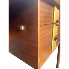 Vintage Modern Italian Designer Desk With Brass Pulls in Herman Miller Style