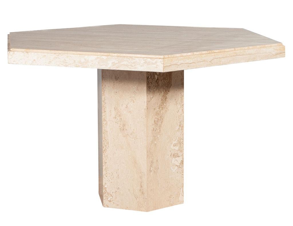 Vintage Modern Italian Hexagon Travertine Dining Centre Table 5