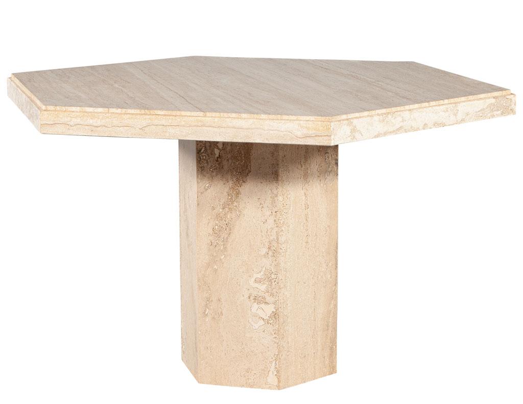 Vintage Modern Italian Hexagon Travertine Dining Centre Table In Good Condition In North York, ON