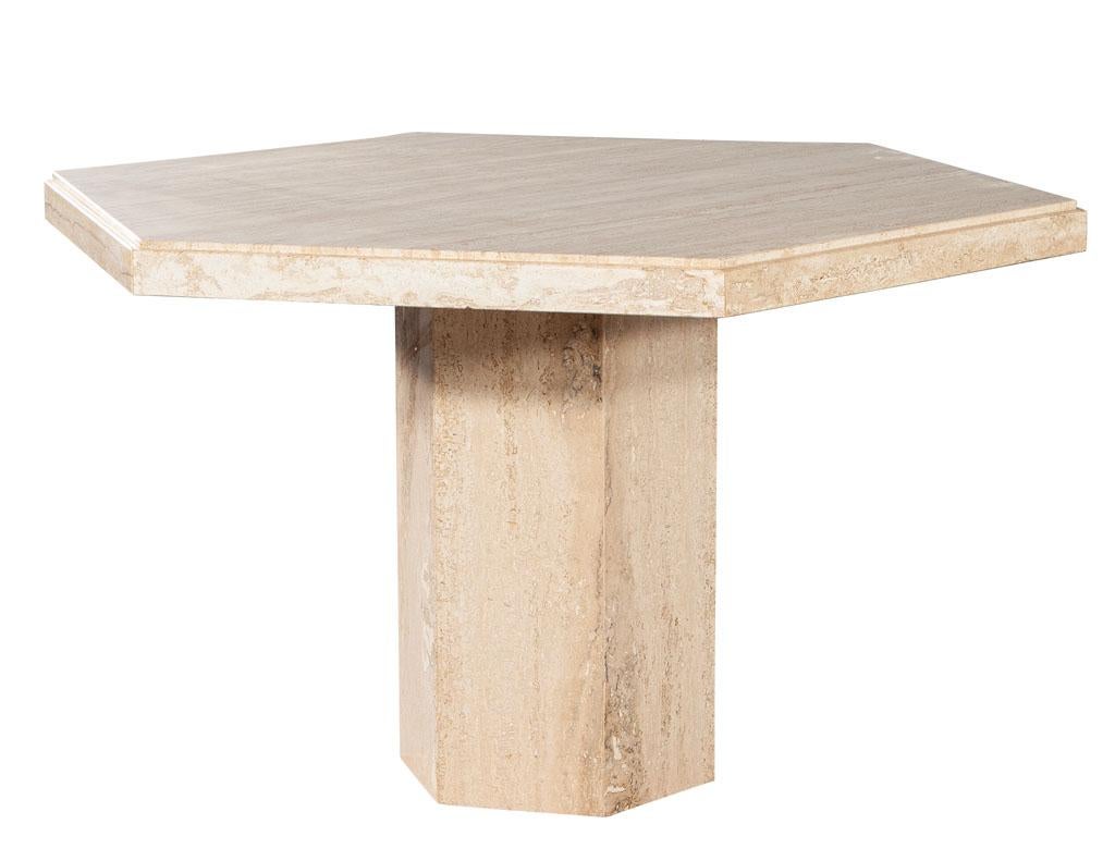 Late 20th Century Vintage Modern Italian Hexagon Travertine Dining Centre Table