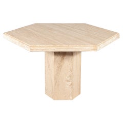 Vintage Modern Italian Hexagon Travertine Dining Centre Table