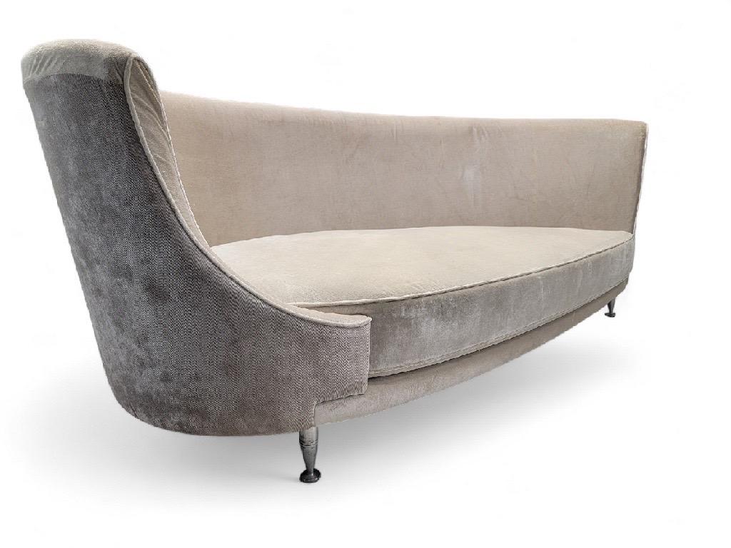 Aluminum Vintage Modern Italian Moroso NewTone Drop Left Sofa Reupholstered in Velvet For Sale