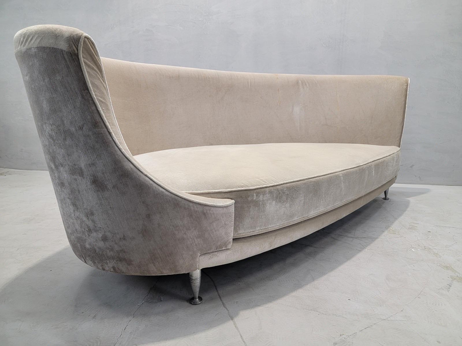 Vintage Modern Italian Moroso NewTone Drop Left Sofa Reupholstered in Velvet For Sale 2