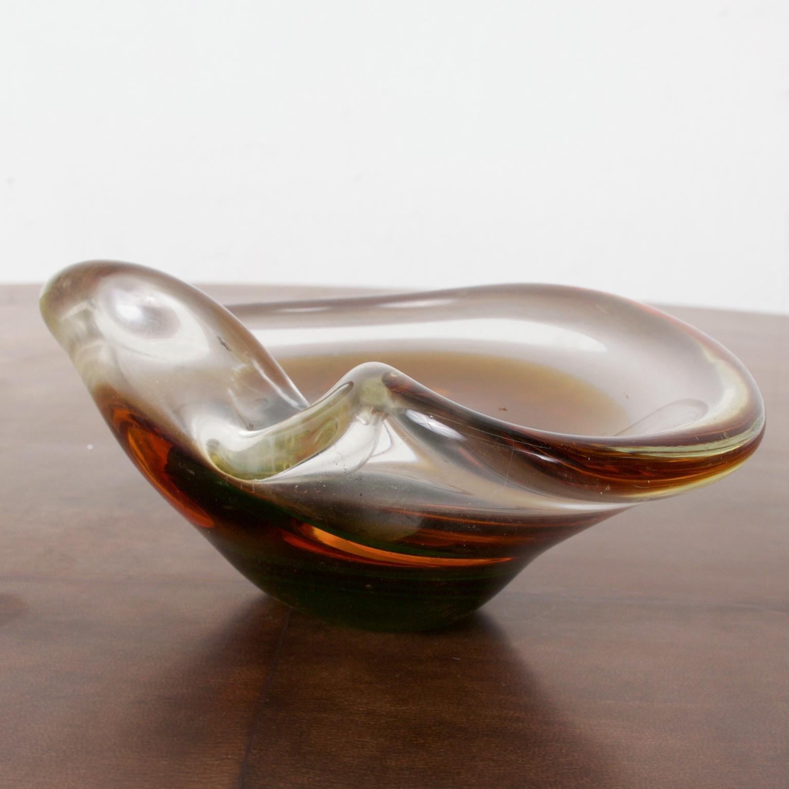 Vintage Modern Italian Sculptural Sommerso Murano Glass Dish In Good Condition In Chula Vista, CA