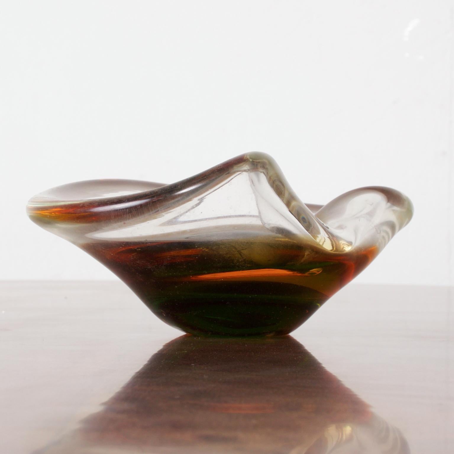 Vintage Modern Italian Sculptural Sommerso Murano Glass Dish 1