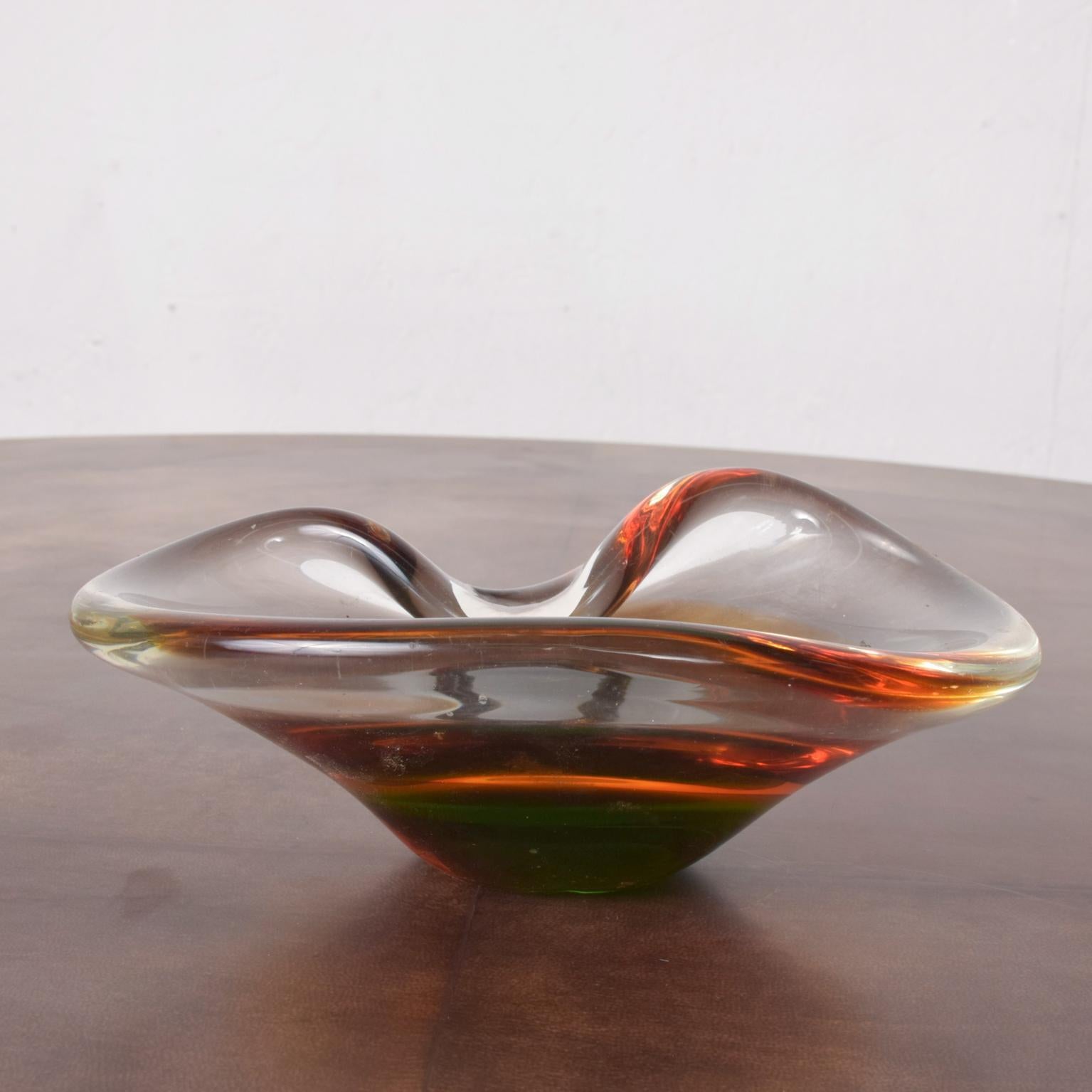 Vintage Modern Italian Sculptural Sommerso Murano Glass Dish 3