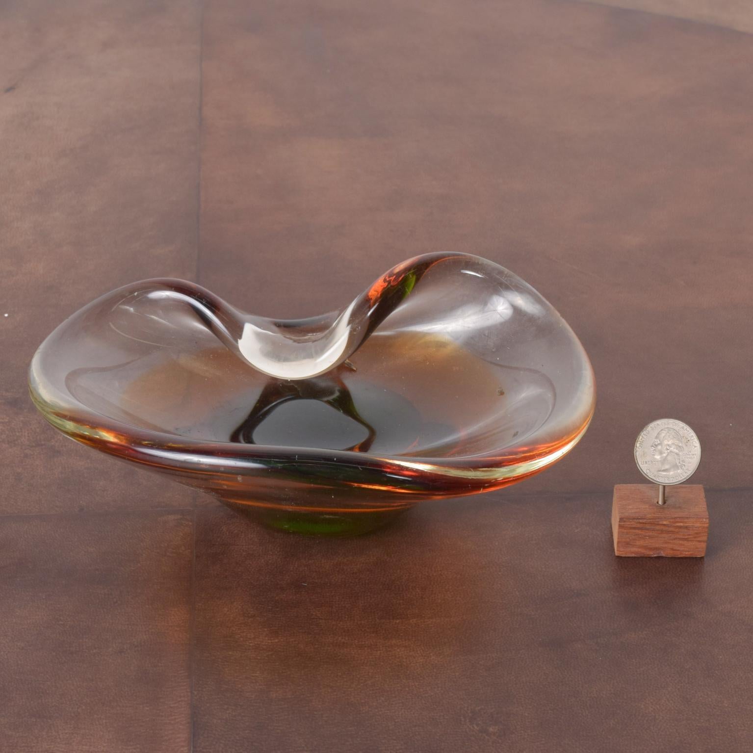 Vintage Modern Italian Sculptural Sommerso Murano Glass Dish 4