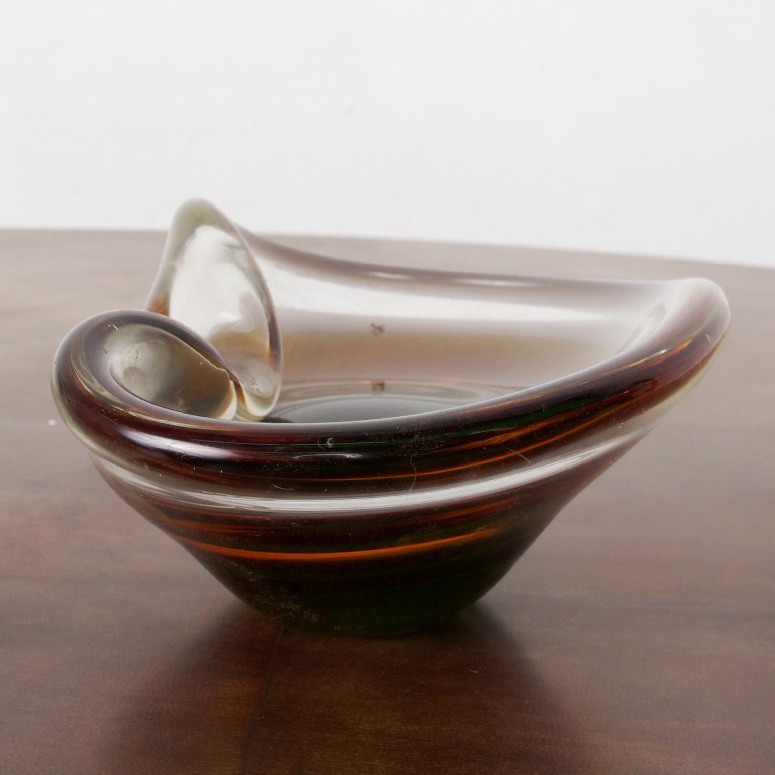 Vintage Modern Italian Sculptural Sommerso Murano Glass Dish 5