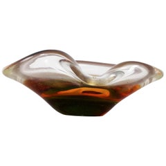 Vintage Modern Italian Sculptural Sommerso Murano Glass Dish