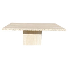 Vintage Modern Italian Travertine Rectangular Live Edge Dining Table