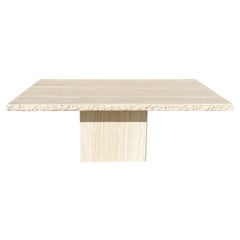 Vintage Modern Italian Travertine Rectangular Rough Edge Dining Table