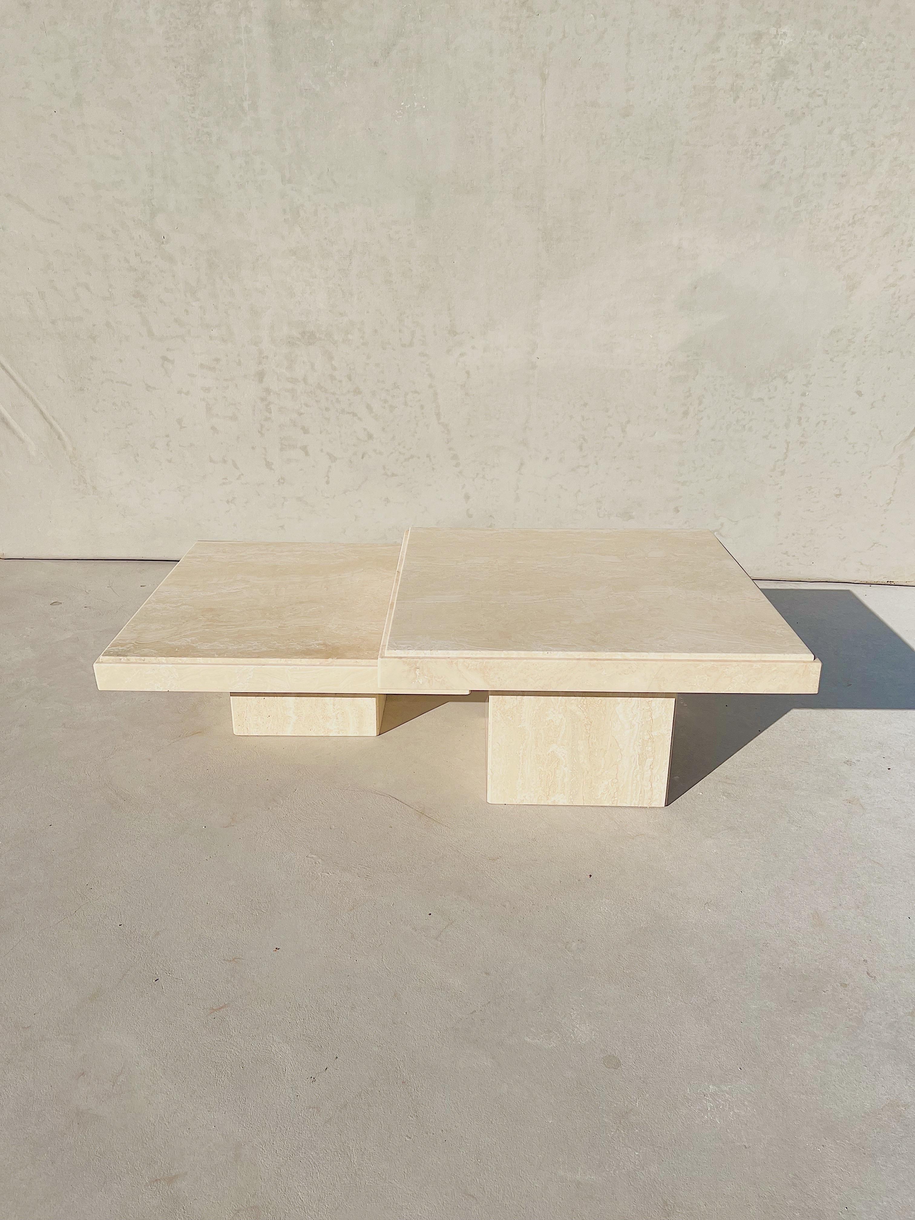 Vintage Modern Italian Travertine Square Nesting Tables, Pair at 1stDibs