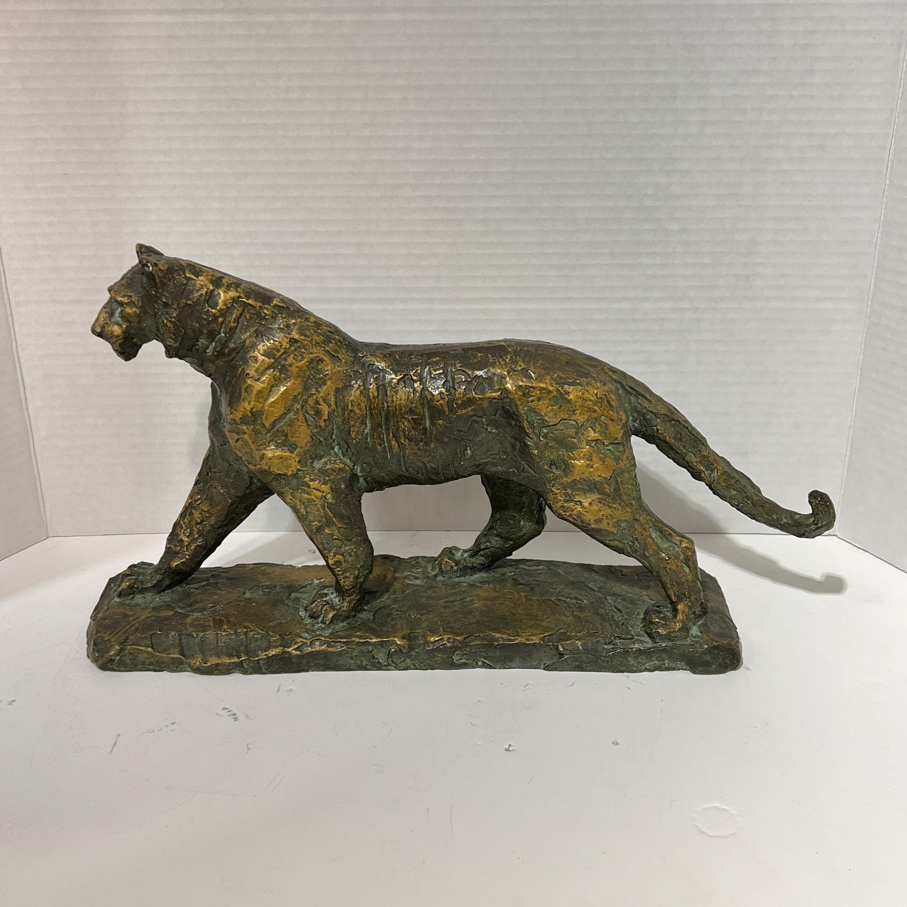 20th Century Vintage Modern Japanese Bronze Tiger Sculpture For Sale