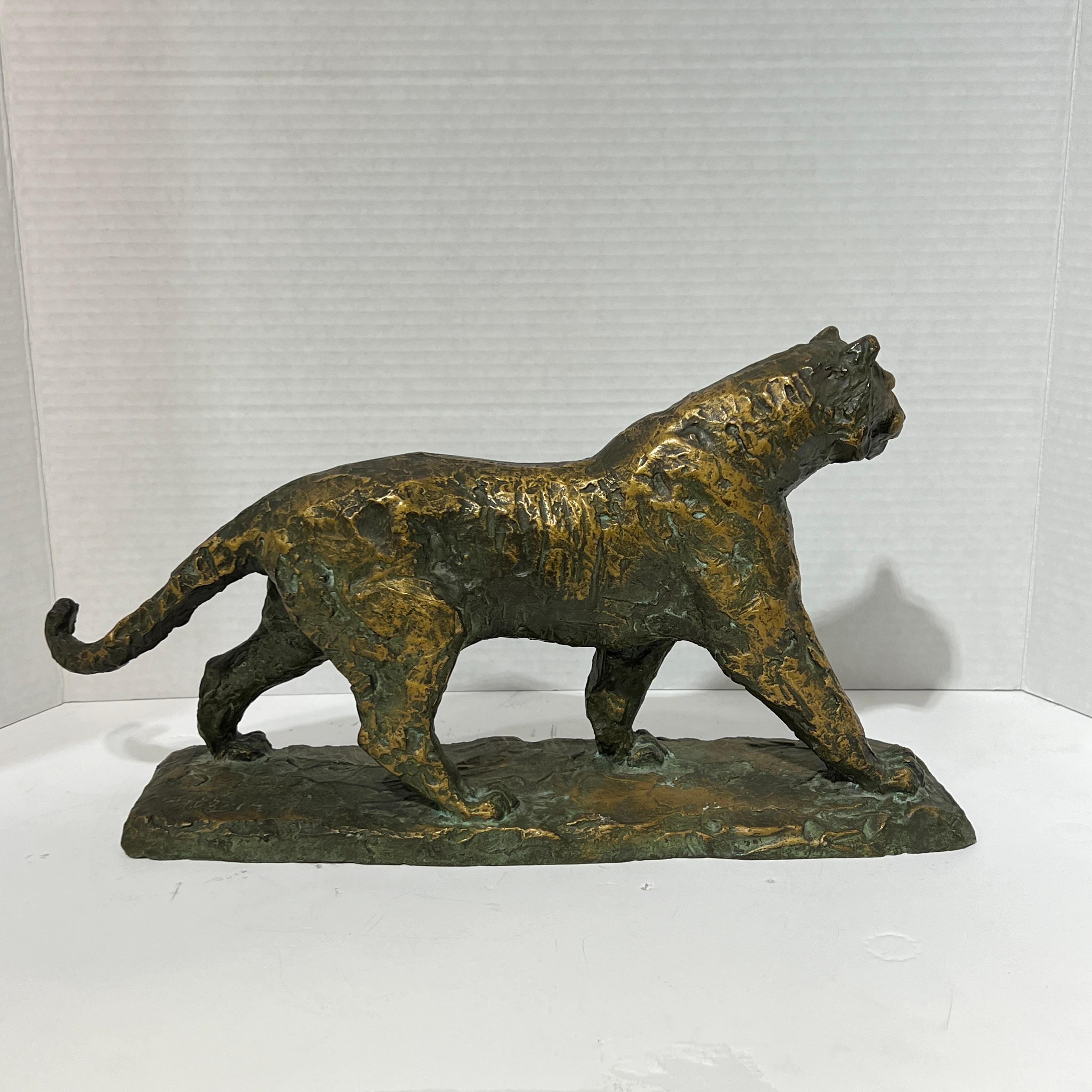 Vintage Modern Japanese Bronze Tiger Sculpture For Sale 3