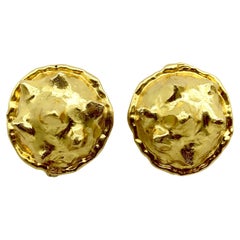Retro Modern Jean Mahie 22K Gold Earrings 