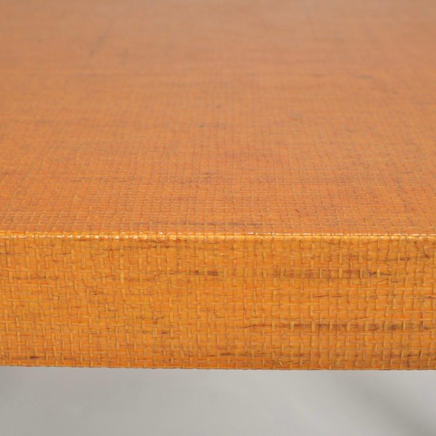 Vintage Modern Karl Springer Attributed Rattan Table For Sale 1