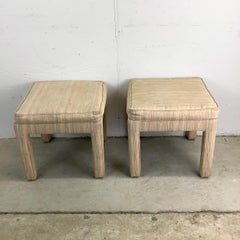 Vintage Modern Karl Springer–Style Upholstered Stools – A Matched Pair