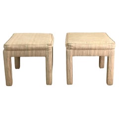 Vintage Modern Karl Springer–Style Upholstered Stools – A Matched Pair