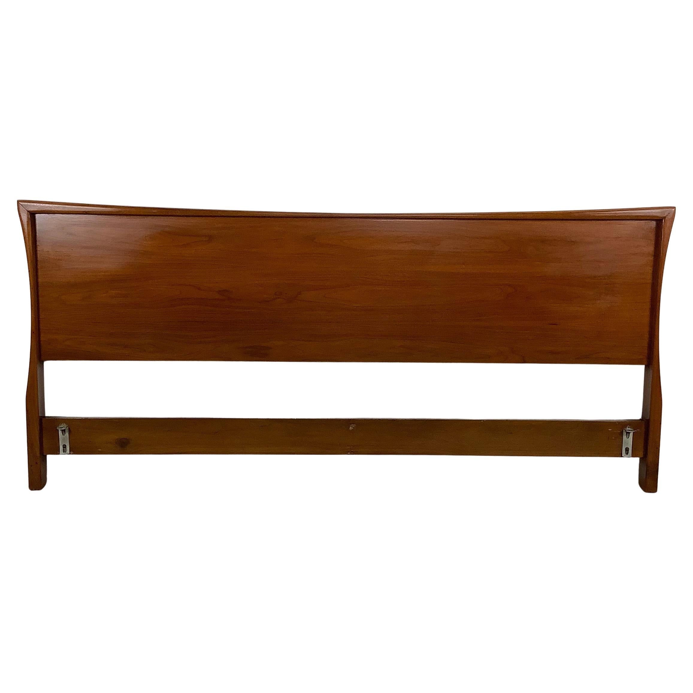 Testiera King moderna vintage con forma ad arco in noce