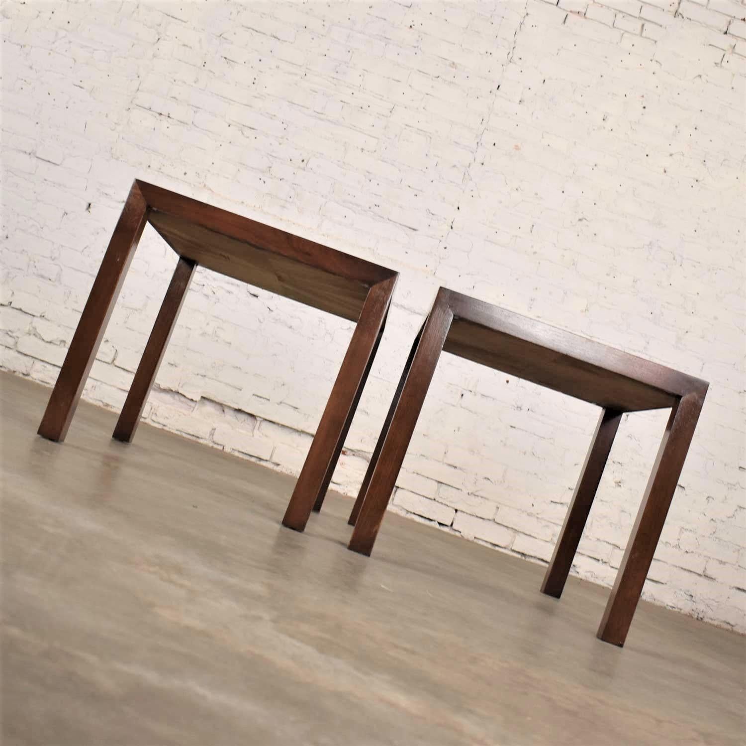 Vintage Modern Lane Parsons Style #1124-5 Walnut End or Side Tables, 1970, Pair 3