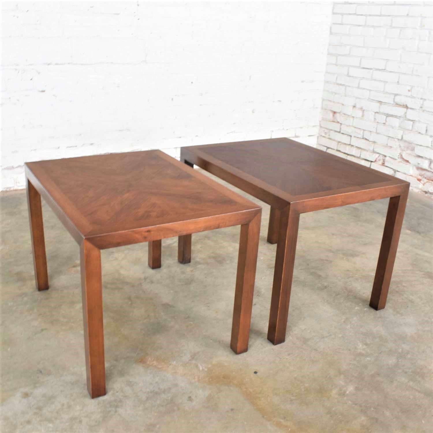 American Vintage Modern Lane Parsons Style #1124-5 Walnut End or Side Tables, 1970, Pair