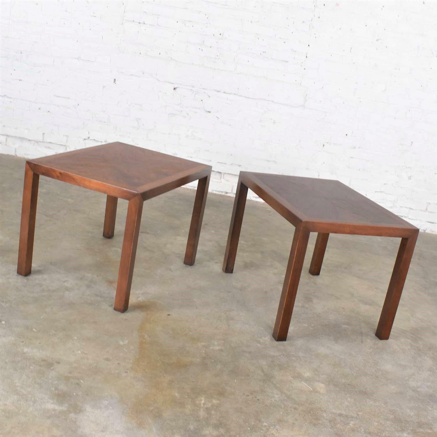 Inlay Vintage Modern Lane Parsons Style #1124-5 Walnut End or Side Tables, 1970, Pair