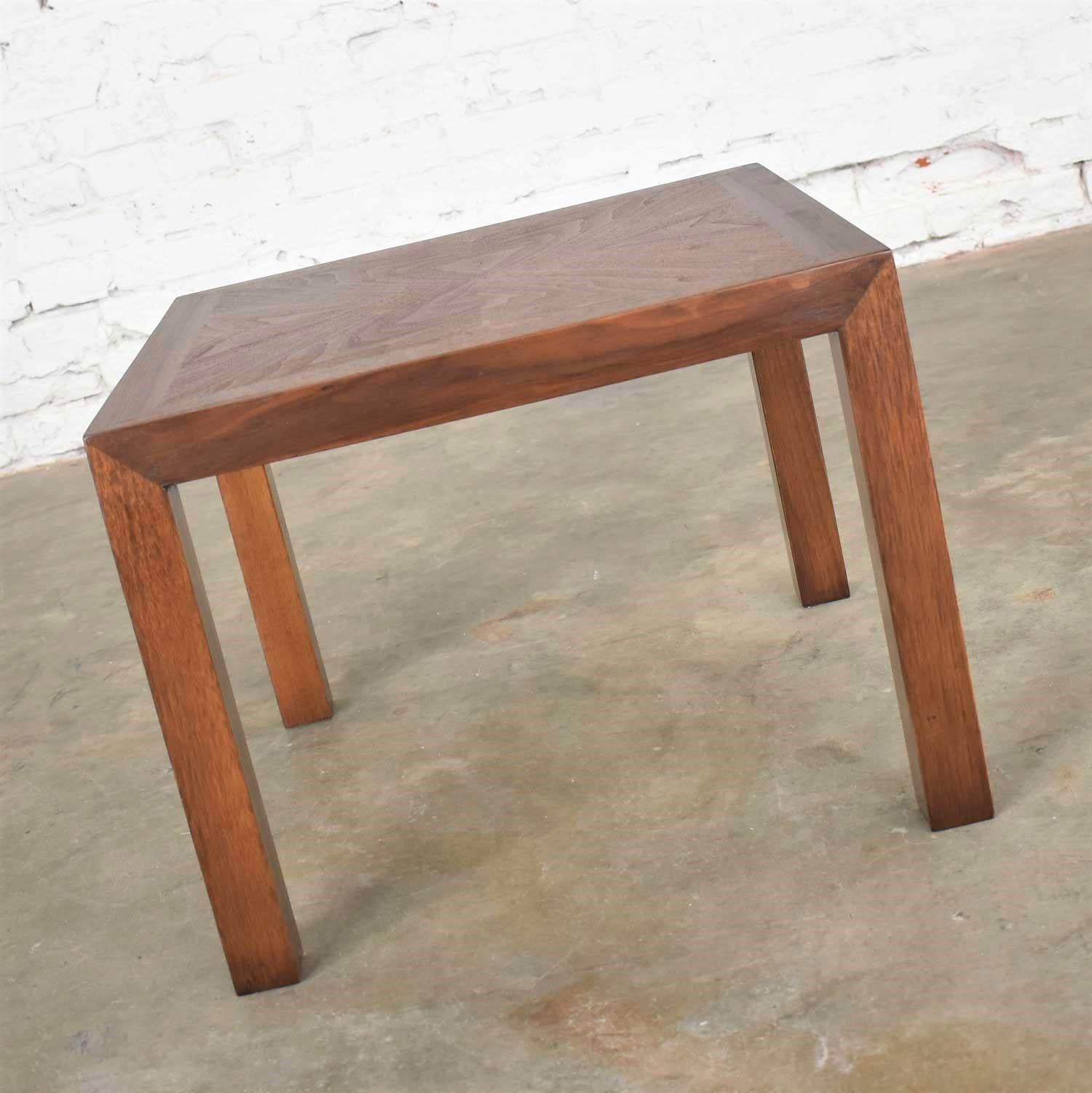 Vintage Modern Lane Solid Walnut Square Parsons Side Table Style #1124-18, 1970 For Sale 1