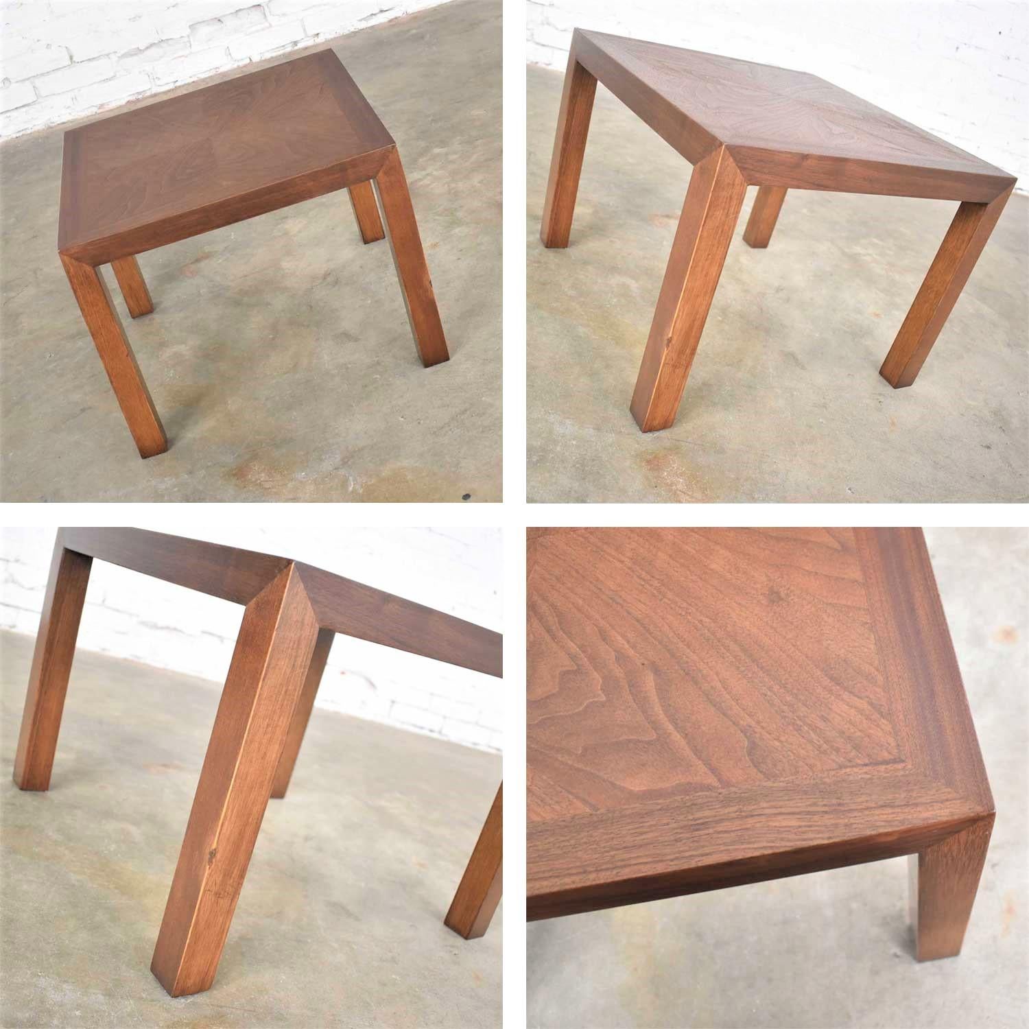 Vintage Modern Lane Solid Walnut Square Parsons Side Table Style #1124-18, 1970 For Sale 2