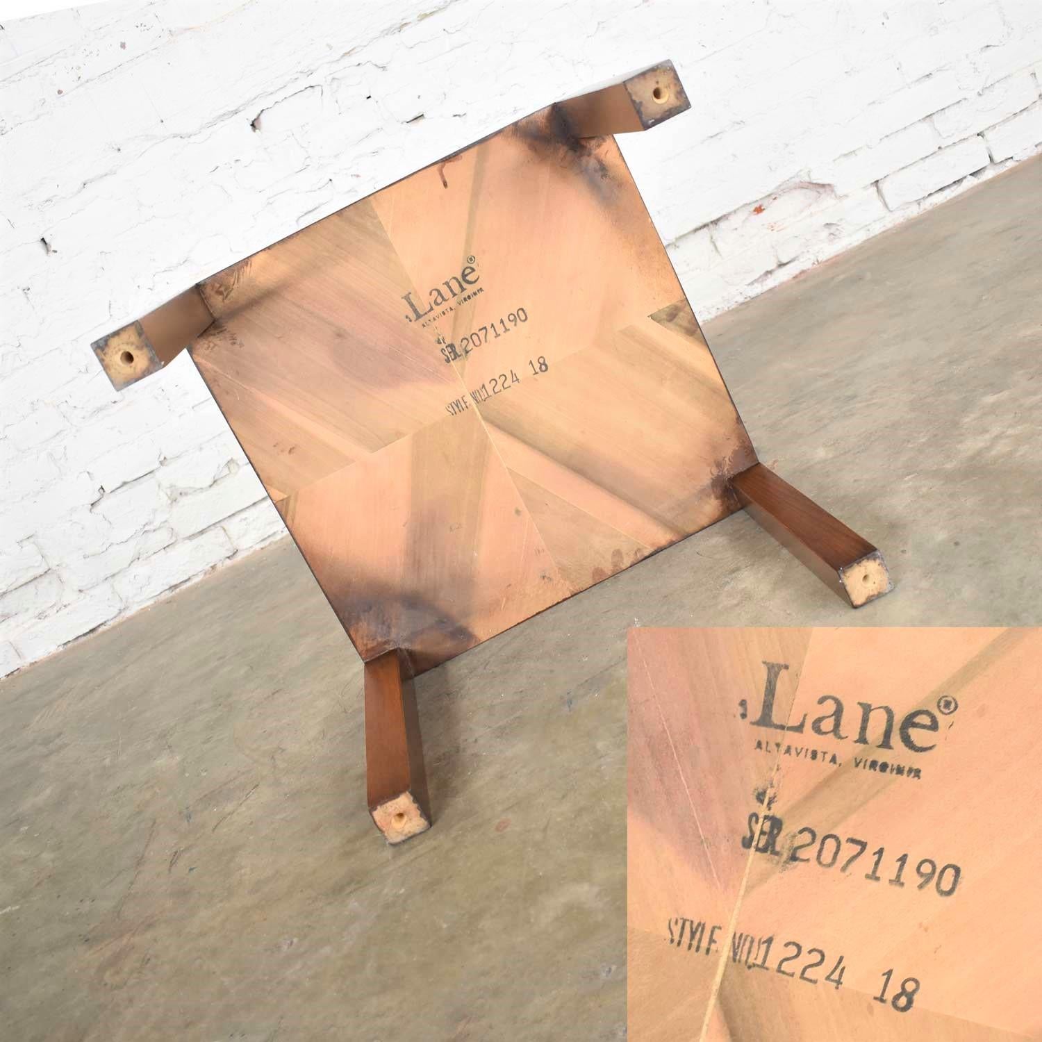 Vintage Modern Lane Solid Walnut Square Parsons Side Table Style #1124-18, 1970 For Sale 3