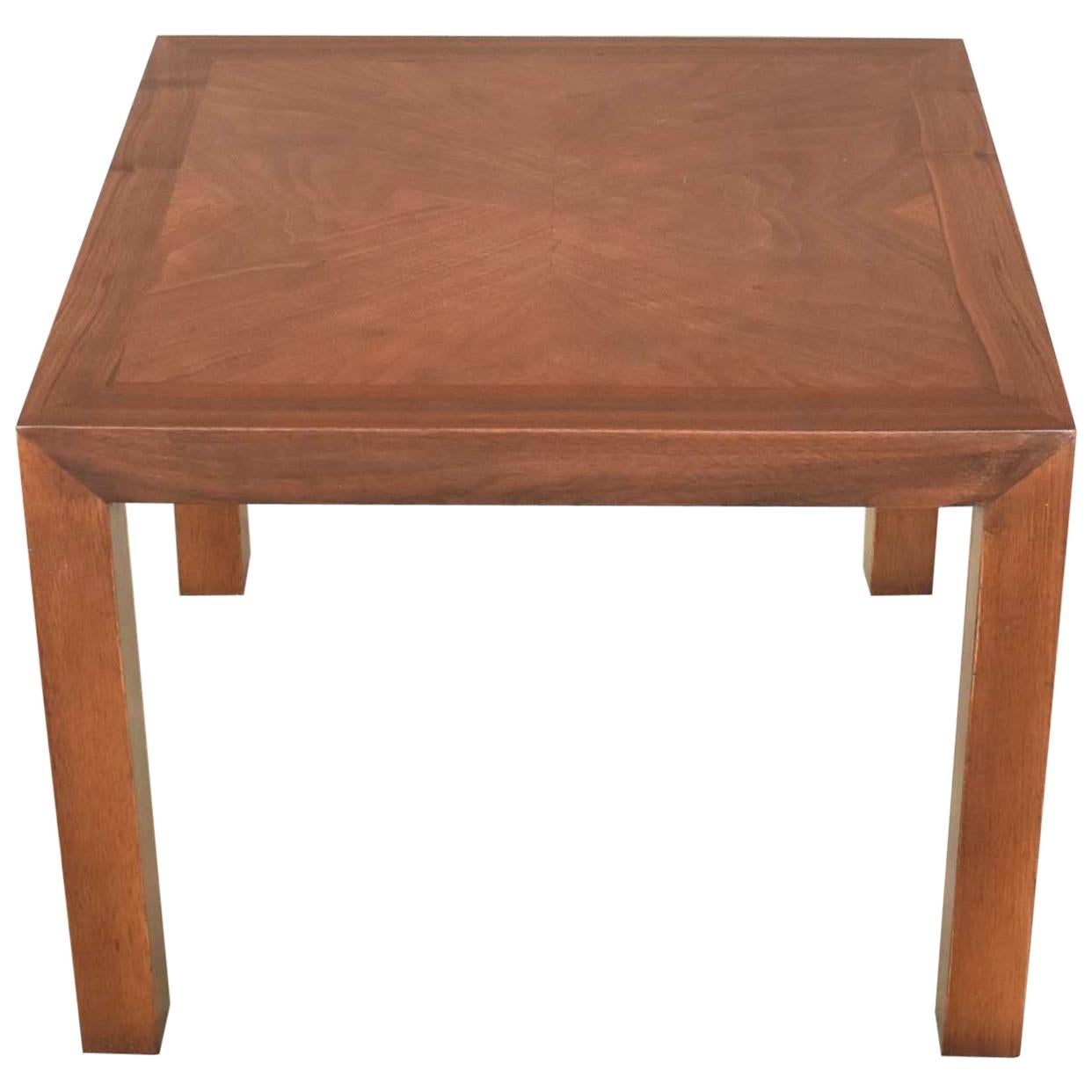 Vintage Modern Lane Solid Walnut Square Parsons Side Table Style #1124-18, 1970