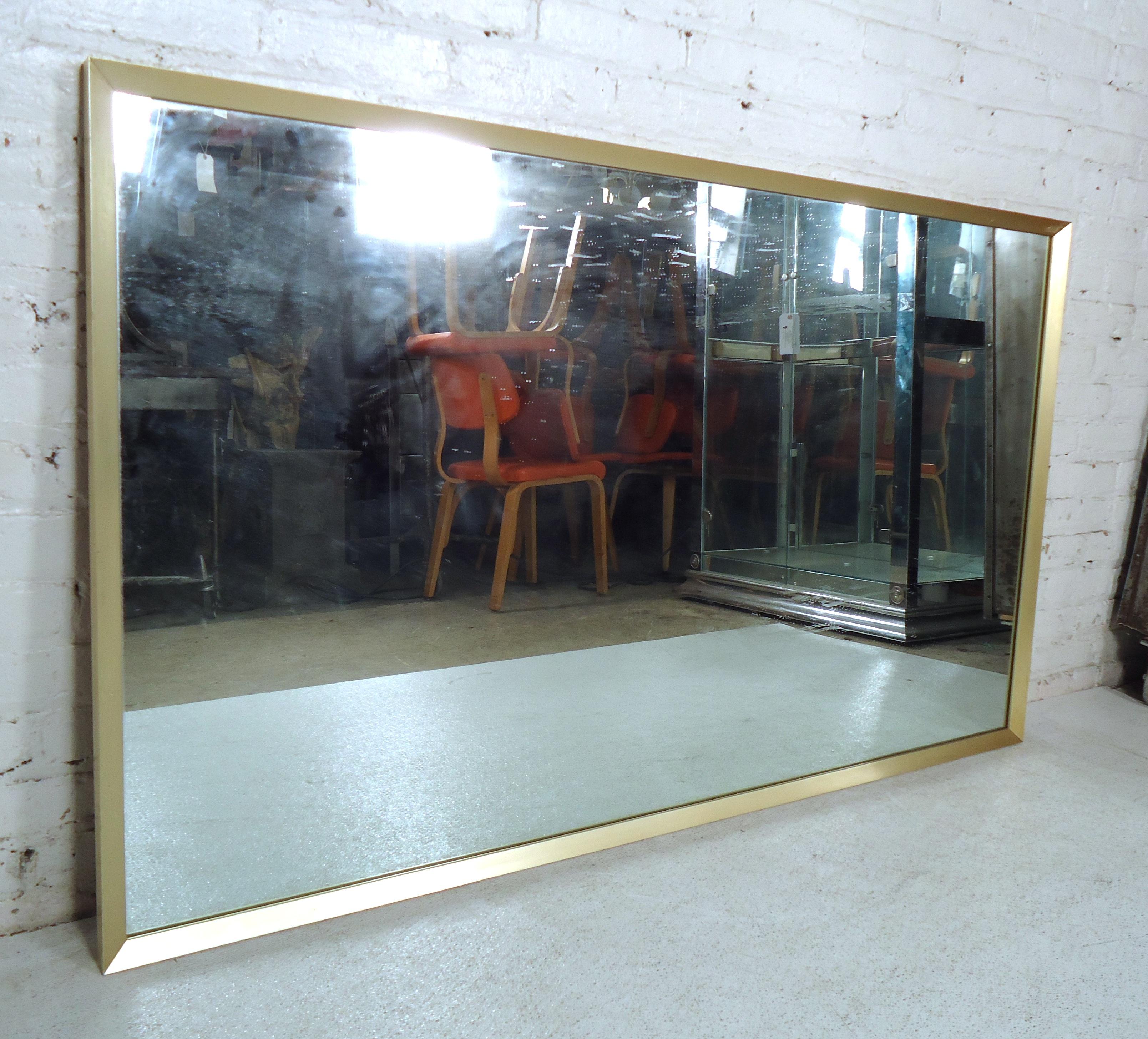 Mid-Century Modern Vintage Modern Large Brass Mirror