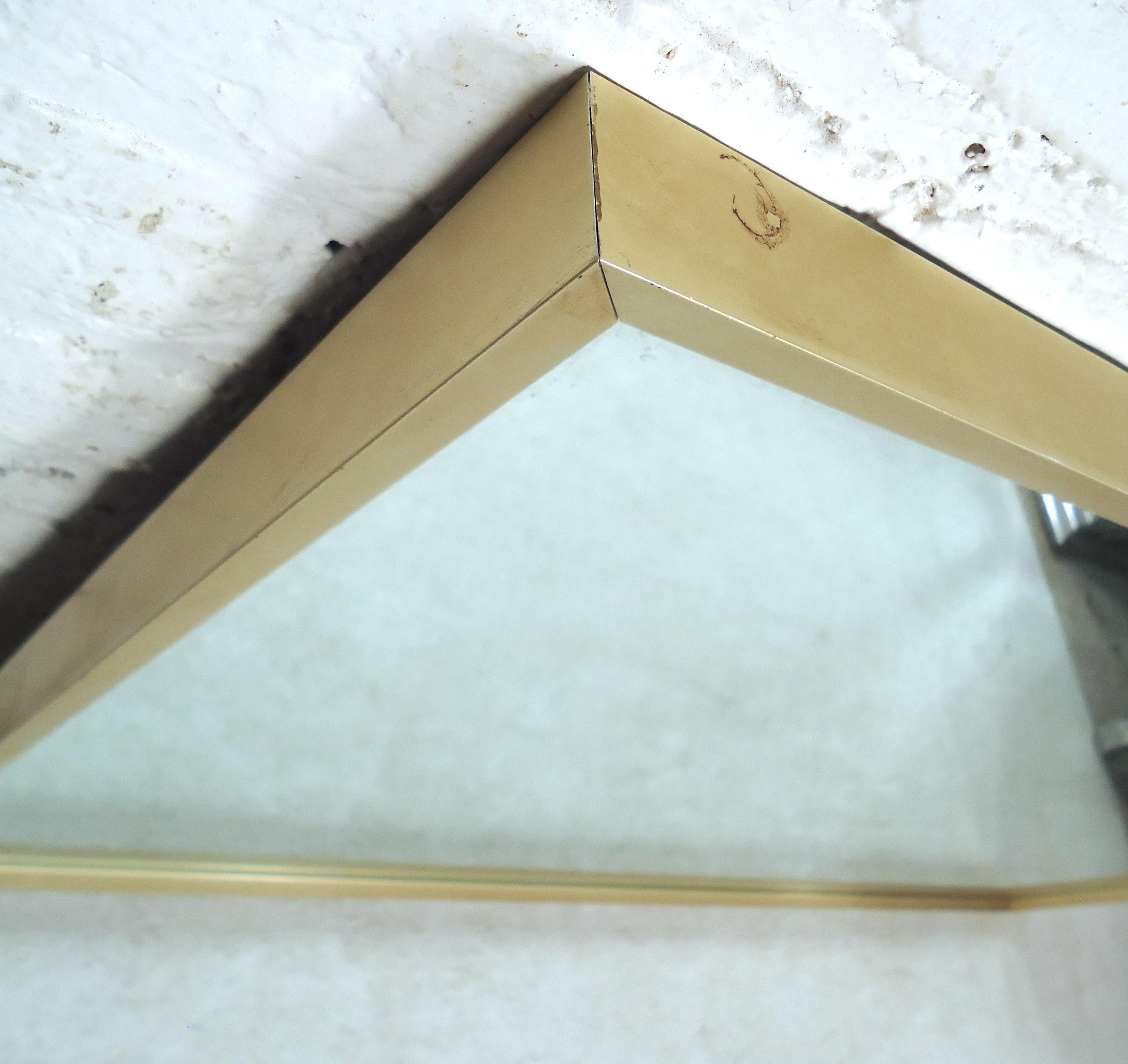 Vintage Modern Large Brass Mirror In Good Condition In Brooklyn, NY