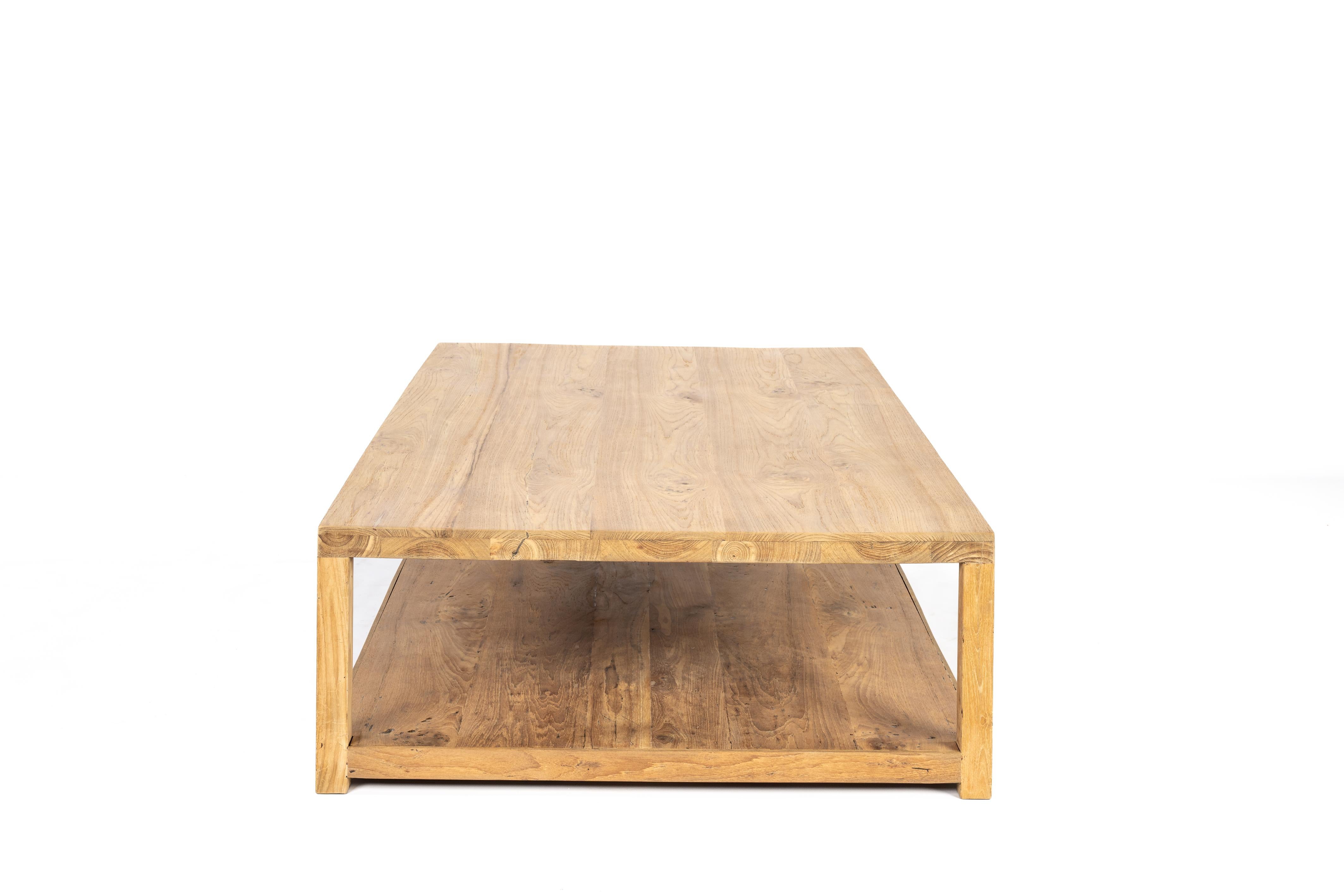 20th Century Vintage modern Large Coffee Table made in reclaimed teak in natural color For Sale
