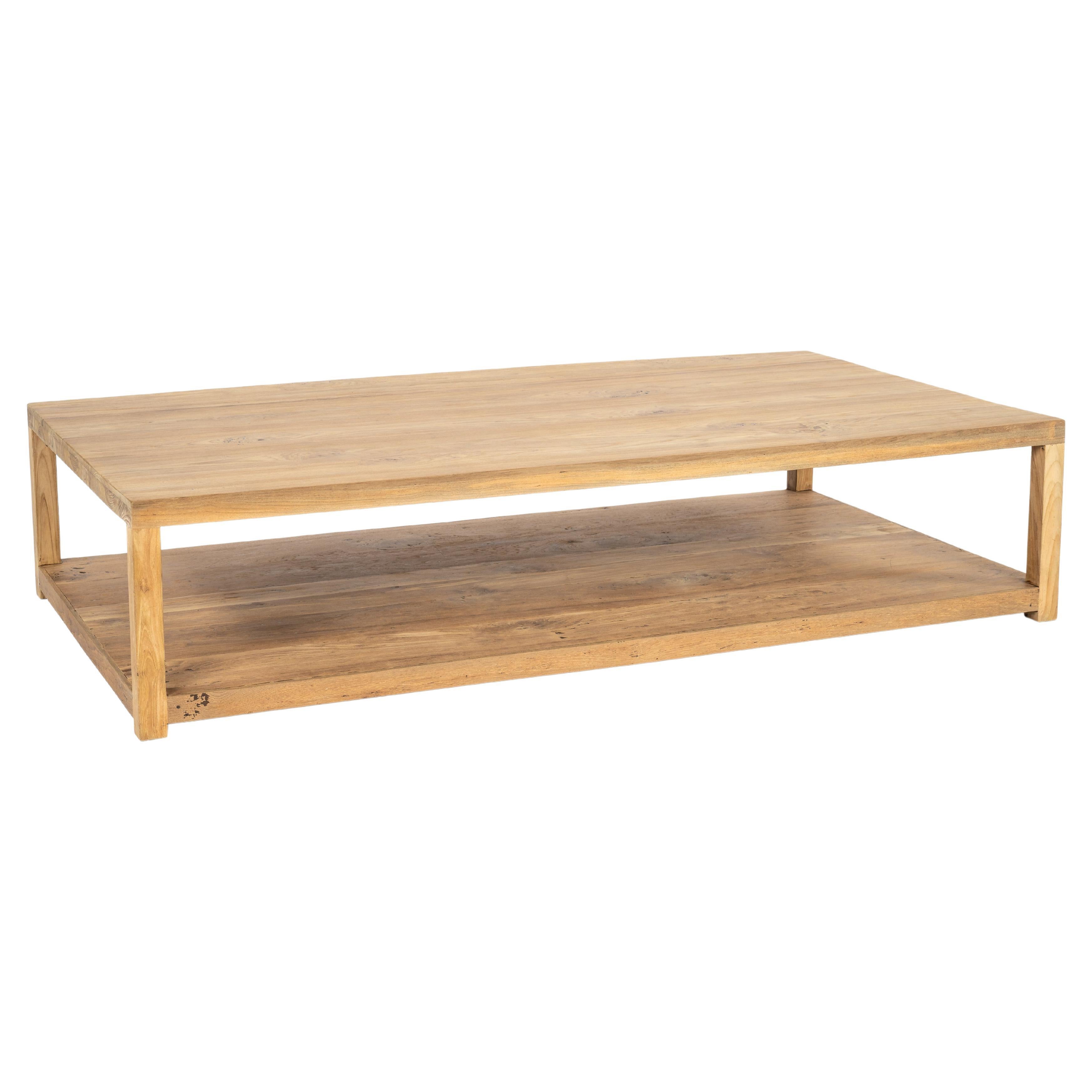Vintage modern Large Coffee Table made in reclaimed teak in natural color For Sale
