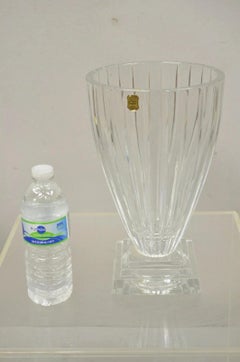 Vintage Modern Lead Crystal Glass 12" Fluted Flower Vase, Poland