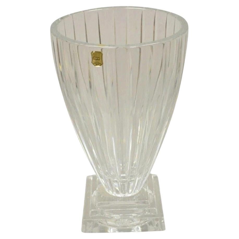 Vintage Modern Lead Crystal Glass 12" Fluted Flower Vase, Poland